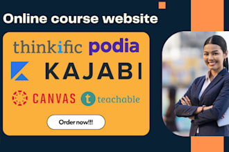 create online course, thinkific kajabi teachable website canvas lms website