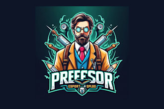 make a amazing professor esport mascot logo with any file