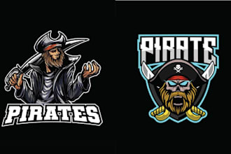 design captain pirates mascot logo and illustration
