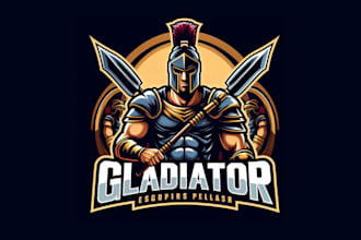 do modern gladiator esport mascot logo with express delivery