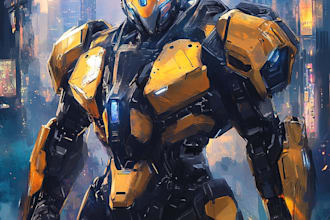 do a mecha robot gundam illustrations