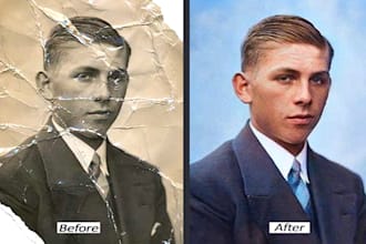 repair old photo, restore missing parts, repair scratches