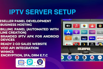 set up iptv website with reseller automation, xui panel whmcs wordpress website