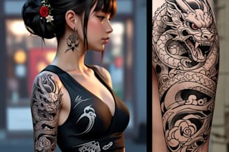 create original custom japanese tattoo design for you
