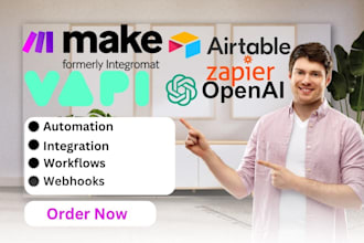 setup make com automation, made com integration, zapier, airtable, chatgpt