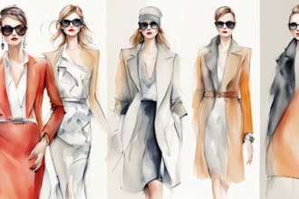 draw fashion collection , illustration or sketch