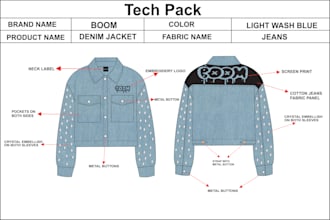 create clothing tech pack for your brand