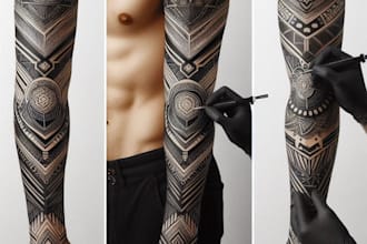 create sleeve tattoo design in geometric style