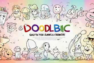 create cartoon doodle art illustration for your project