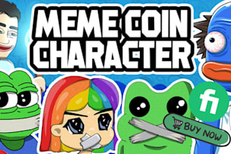 draw and animate character design for your meme coin art