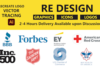 vectorize, redesign, redraw, and recreate your logo with manual vector tracing