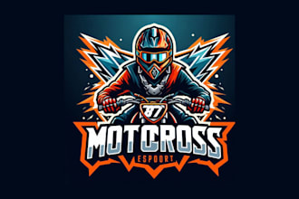do awesome motocross esports mascot logo for your business