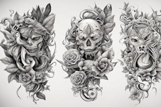 design a tattoo in black and white or in color