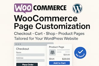 customize woocommerce checkout, cart, shop, product page in wordpress website