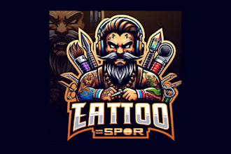 creative a tattoo salon esport mascot logo with source files