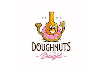 make craft beer and donut shop logo for fast delivery
