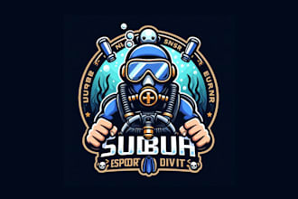 do scuba diving esports mascot logo with express delivery