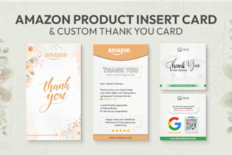 design amazon product insert card, thank you card in 24 hrs