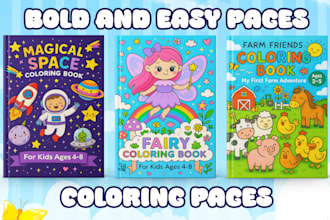 do kids coloring book, cozy children coloring book cover and interior for KDP