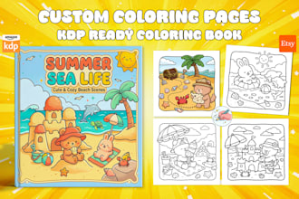 do kids coloring book, cozy children coloring pages and covers for KDP