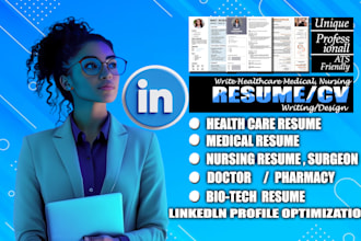 write professional health care resume, medical resume, medical billing resume