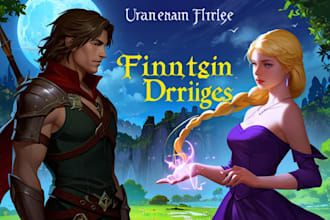 do fantasy book cover design, romance,illustration cover art