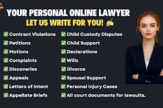 draft motions, petitions, lawsuits, and legal pleadings