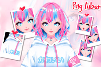 draw pngtuber model in vtuber live2d anime art style for your streams