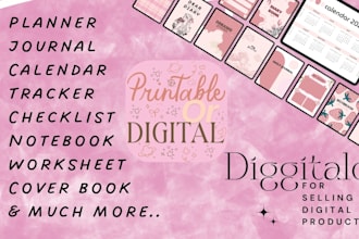 design custom digital or printable planners, journals, trackers and much more
