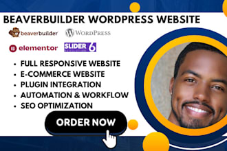 design wordpress website on beaverbuilder elementor slider 6 divi astra for you