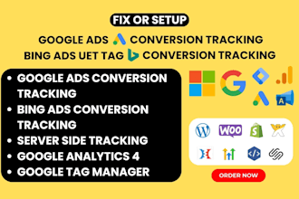 set up bing ads uet tag, ga4, and google ads conversion tracking with GTM