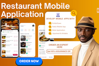 develop restaurant mobile app with flutterflow, appsheet, glide adalo goodbarber