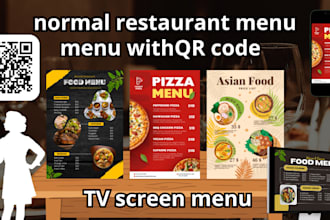 design restaurant menu including traditional formats qr code tv screen menu