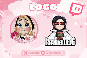 draw a cute chibi anime logo for twitch, discord and youtube