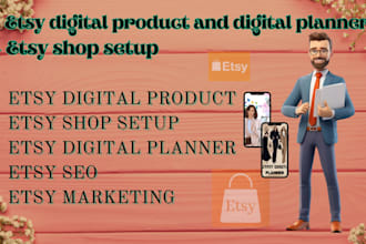 design etsy digital products digital planner etsy shop setup, hyperlinkplanner