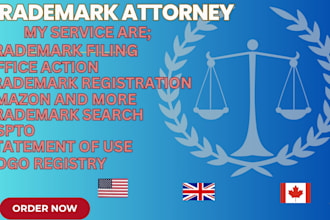 be your trademark attorney, licensed US trademark attorney filling amazon brand