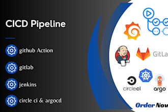 create cicd pipeline with github action, gitlab, jenkins, circle ci and argo cd