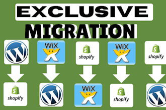 migrate wordpress to shopify, wix to shopify, wordpress to wix  and woocommerce