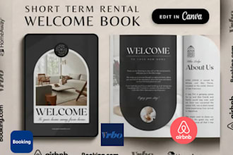 provide airbnb welcome book template house host manual guidebook template canva