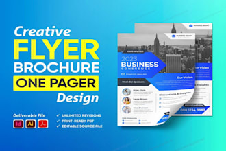 create business flyer, one pager, sell sheet brochure marketing materials design