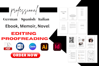 edit, format ebook, proofread german book, memoir, essay, amazon ebook editor