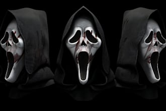 sculpt 3d cosplay mask, 3d halloween mask, and 3d armor for 3d printing