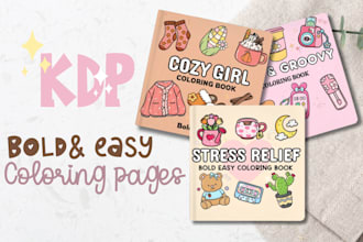 design KDP adult and kids coloring book illustration pages