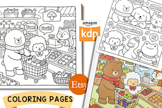 create KDP bold and easy adult and kids coloring pages