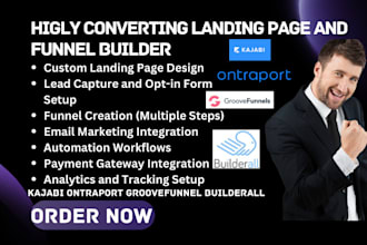 setup landing page and funnel builder kajabi ontraport groovefunnel builderall