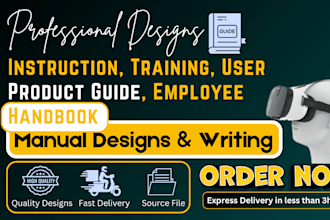 write and design instruction manual guide, user product manual, training manual
