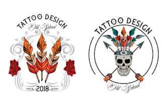 design hand drawn skull tattoo logo