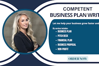 create investor ready business plan, pitch deck, and financial model