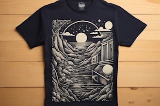 make a linocut t shirt design for brands