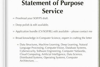 proofread and polish statement of purpose or personal statement for grad school